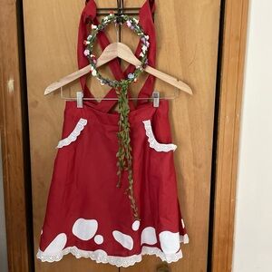 Red and White Mushroom Fairy Skirt Polka Dot & Wreath